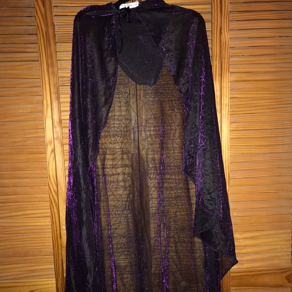 Jackets & Blazers - Black sheer cape with Purple Metallic Spiderwebs